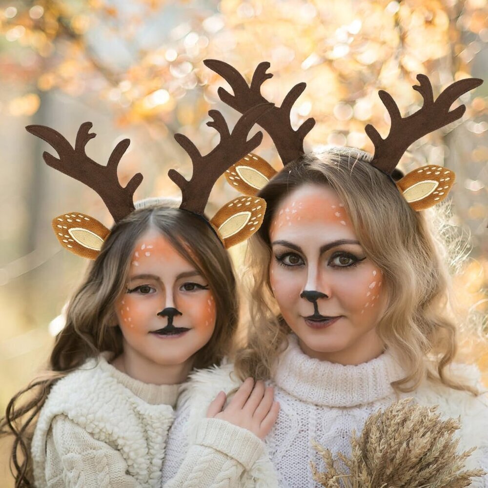 Deer Antlers Headband Plush Ears Halloween Christmas Costume Accessory - Picture 5 of 7